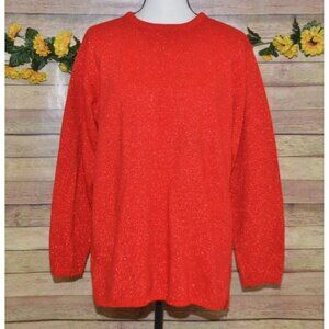 Vintage Carly Blake Ladies XL Christmas Red Sparkly Pullover Sweater Holidays